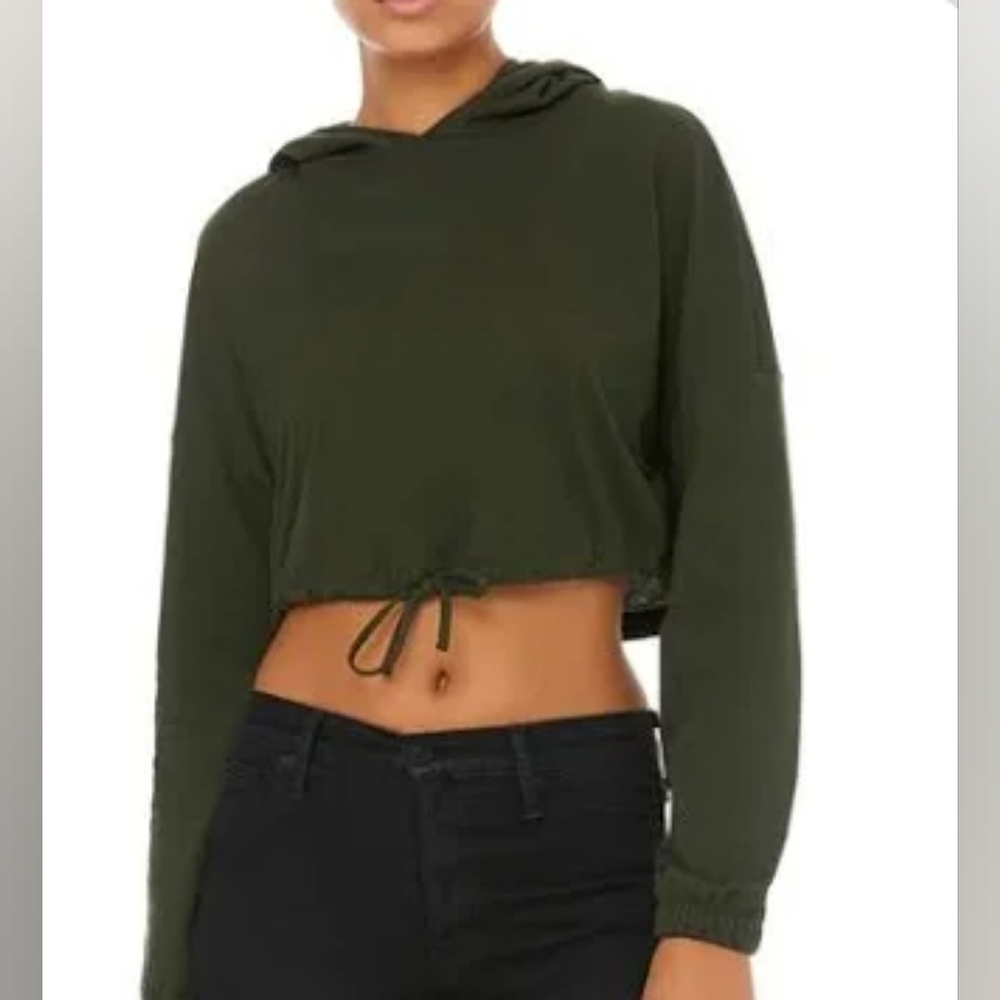 Bella canvas green crop hoodie size S.